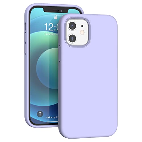 K TOMOTO Kompatibel mit iPhone 12 Hülle/iPhone 12 Pro Handyhülle 6.1 Zoll (2020), [Silky and Soft Touch Serie] Premium Liquid Silikon Gel Gummi Ganzkörper Schutzhülle Hellviolett von K TOMOTO