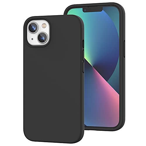 K TOMOTO Kompatibel mit iPhone 13 Hülle [Fallschutz] [Kratzfest] Stoßfeste Flüssigsilikon Schutzhülle mit Anti-Fingerabdruck Hülle mit Mikrofaserfutter, Handyhülle für iPhone 13 6,1 Zoll, Schwarz von K TOMOTO
