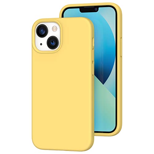 K TOMOTO Kompatibel mit iPhone 13 Mini Hülle, Flüssigsilikon-Gel-Gummi-Hülle mit Mikrofaser-Futter, Ganzkörper-Fallschutz für iPhone 13 5,4 Zoll (2021), Gelb von K TOMOTO