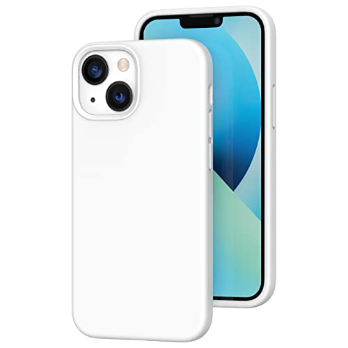 K TOMOTO Kompatibel mit iPhone 13 Mini-Hülle, Flüssigsilikon-Gel-Gummi-Schutzhülle mit Mikrofaser-Futter, vollständiger Fallschutz, Handyhülle für iPhone 13 5,4 Zoll (2021), Weiß von K TOMOTO