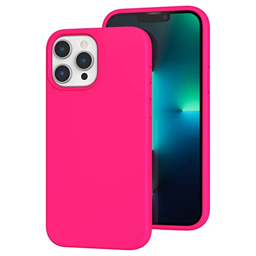 K TOMOTO Kompatibel mit iPhone 13 Pro Hülle, [Fallschutz] [Anti-Fingerabdruck] Stoßfeste Flüssigsilikon-Hülle mit Mikrofaserfutter, Handyhülle für iPhone 13 Pro 15,5 cm (6,1 Zoll) (2021), Hot Pink von K TOMOTO