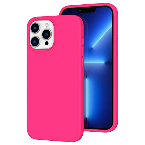 K TOMOTO Kompatibel mit iPhone 13 Pro Max Hülle für Frauen, [Fallschutz] [Anti-Fingerabdruck] [Anti-Kratzen] Stoßfeste, weiche Silikon-Handyhülle für iPhone 13 Pro Max 6,7 Zoll, Hot Pink von K TOMOTO