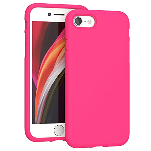 K TOMOTO Kompatibel mit iPhone SE (3. und 2. Generation)/8/7 Hülle (4,7 Zoll), [Fallschutz] [Anti-Kratz] Stoßfeste Flüssigsilikon-Anti-Fingerabdruck-Abdeckung mit Mikrofaser-Innenfutter, Hot Pink von K TOMOTO