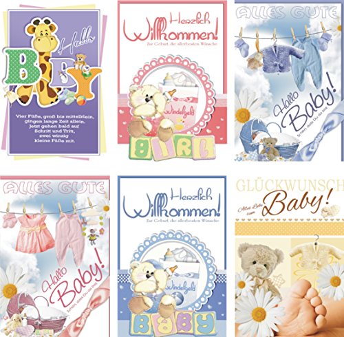 Glückwunschkarten zur Geburt 100 Stück Karten Willkommen Baby Grußkarten Karte 31-6530 von K&B Vertrieb