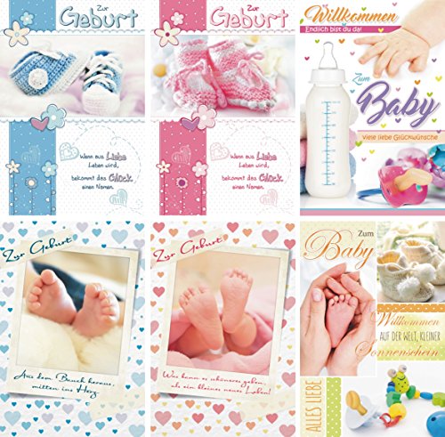Glückwunschkarten zur Geburt 100 Stück Karten Willkommen Baby Grußkarten Karte 31-7501a von K&B Vertrieb