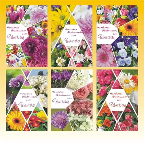 K&B Vertrieb 100 Glückwunschkarten zum Geburtstag Blumen 51-0275 Geburtstagskarte Grußkarte Karten von K&B Vertrieb