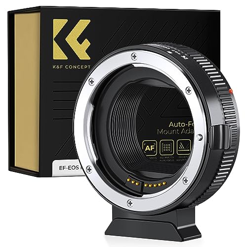 K&F CONCEPT Objektivadapter EF-EOSR Autofokus Mount Konverter für Canon, Metall mit Autofokus，mit Schutzhülle für EOS R6, EOS R50, EOS R100, EOS R5, EOS R6 Mark II von K&F Concept