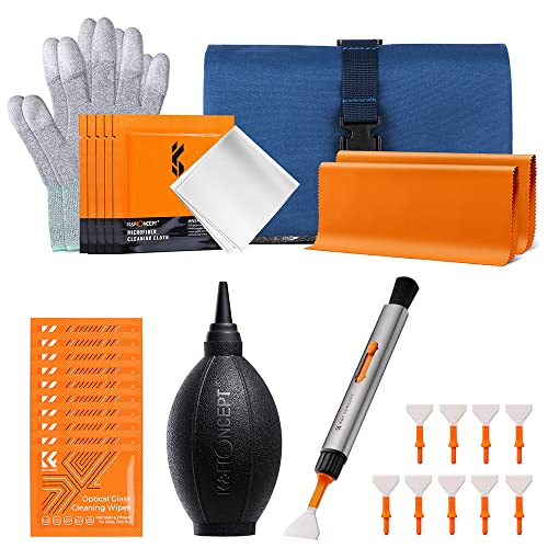 K&F Concept 32 in 1 Reinigungs Set-Travel zur Linsen-, und Objektivreinigung (inkl. Lens Pen, Blasebalg, Mikrofasertücher, Feuchttücher, Handschuh, Mikrofaser Swab, Tragtasche) von K&F Concept