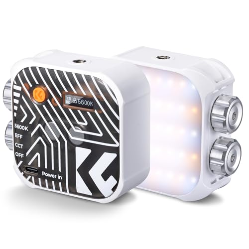 K&F Concept 40 LED Duale Farbtemperatur Videolicht, 360° Vollfarbige Tragbare Fotoleuchte, 2500-9900K CRI 96+, 15 Lichteffekten, Mini Kamera Licht Akku für Vlogging, Selfie, Fotografieren, Weiß K&F Concept 40 LED Duale Farbtemperatur Videolicht, 360° Vollfarbige Tragbare Fotoleuchte, 2500-9900K CRI 96+, 15 Lichteffekten, Mini Kamera Licht Akku für Vlogging, Selfie, Fotografieren, Weiß von K&F Concept