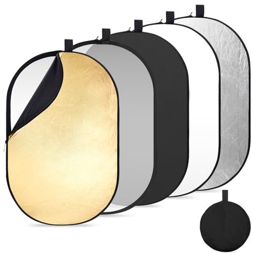 K&F Concept 5 in1 Fotografie Licht Reflector 100x150cm Oval Diffusor Fotografie Faltreflektor für Portrait Foto Selfie Hochzeitsfotografie Außenbeleuchtung mit Tragetasche K&F Concept 5 in1 Fotografie Licht Reflector 100x150cm Oval Diffusor Fotografie Faltreflektor für Portrait Foto Selfie Hochzeitsfotografie Außenbeleuchtung mit Tragetasche von K&F Concept