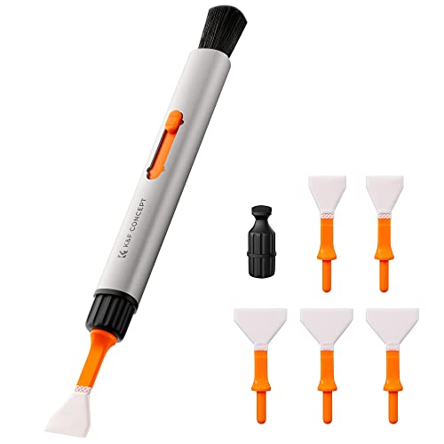 K&F Concept 9 in 1 Reinigung Stift l Cleaning Pen Set, Reinigung Set mit Pinsel, 2*Carbonspitze, 4*Vollformat Kamera/2*APS-C Cleaning Swab für DSLR Kamera, Objektive, Handy, Laptop, AR Vr Brille von K&F Concept