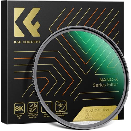 K&F Concept Black-Mist Filter 1/8, 46 mm, schwarz, hochauflösend, wasserfest, Kratzfest, reflektierend, für Digitalkamera-Objektive von K&F Concept