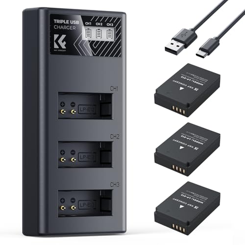 K&F Concept Canon LP-E12 Kamera-Akku 1100mAh, Dreifach-Power, Dreifach-Slot LCD-Ladegerät-Kit, Kompatibel mit Canon EOS M, M2, M10, M50, M50 Mark II, M1 M100, M200, PowerShot SX70 HS, Rebel SL1 K&F Concept Canon LP-E12 Kamera-Akku 1100mAh, Dreifach-Power, Dreifach-Slot LCD-Ladegerät-Kit, Kompatibel mit Canon EOS M, M2, M10, M50, M50 Mark II, M1 M100, M200, PowerShot SX70 HS, Rebel SL1 von K&F Concept