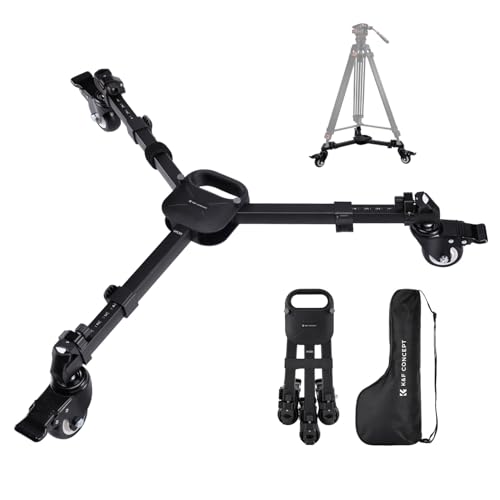 K&F Concept Heavy Duty Tripod Dolly, Universal Fotografie Stativ Wagen für Stative Lichtstative,Hochleistung mit 3-Zoll Gummirädern und Quick Release Design, 20kg Tragfähigkeit von K&F Concept
