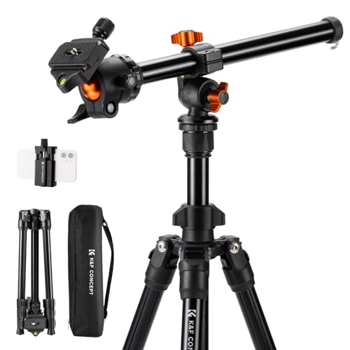 K&F Concept O234A1 Kamera Stativ mit Auslegearm,163cm Handy Stativ, Tripod für unterwegs, Stativ für Smartphone mit Handyhalterung, Aluminium Reisestativ mit BH-36 Kugelkopf K&F Concept O234A1 Kamera Stativ mit Auslegearm,163cm Handy Stativ, Tripod für unterwegs, Stativ für Smartphone mit Handyhalterung, Aluminium Reisestativ mit BH-36 Kugelkopf von K&F Concept
