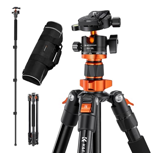 K&F Concept O254A1 Kamera Stativ, kompaktes Stativ 158cm für Spiegelreflexkamera, DSLR Tripod Reisestativ mit 360° Kugelkopf inkl. Schnellwechselplatte Stativtasche von K&F Concept