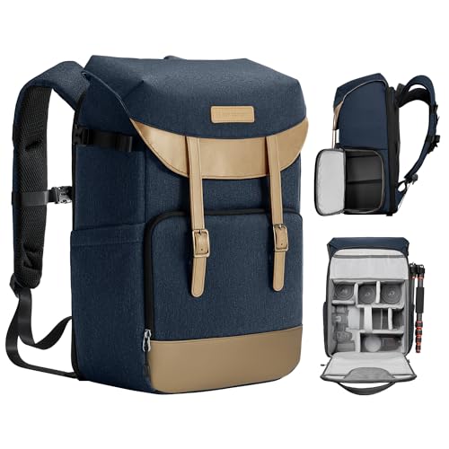 K&F Concept Kamerarucksack Rolltop 20L Fotorucksack Iterieren Sie neue Stile Wasserdicht Robuste Rucksack-Stofftaschen aus Stoff für Spiegelreflexkamera und 15,6 Zoll Laptop(Neue_Version) von K&F Concept