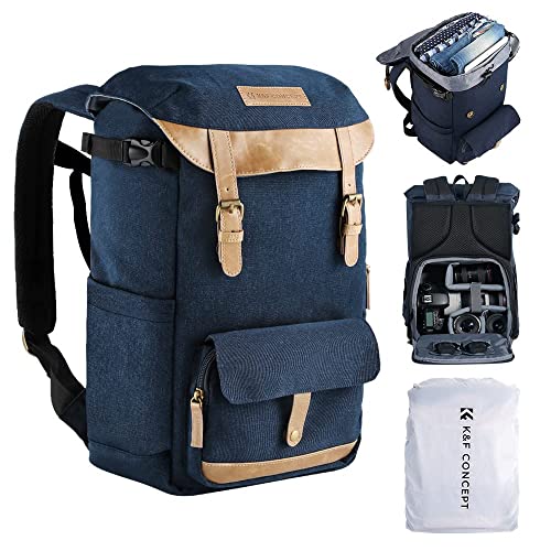 K&F Concept Kamerarucksack Rolltop 20L Fotorucksack Wasserdicht Robuste Rucksack-Stofftaschen aus Stoff für Spiegelreflexkamera Canon Nikon Sony Fujifilm Olympus und 15,6 Zoll Laptop von K&F Concept