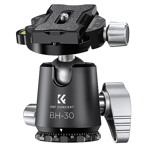 K&F Concept Kugelkopf Stativkopf BH-30, Max. Belastung 12 kg,360 ° drehbar, mit Acra Swiss Schnellwechselplatte, 30mm Kamera Kugelkopf für Stativ，Einbeinstativ, Kameras, DSLR von K&F Concept