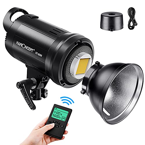 K&F Concept LED Studioblitz SL-60W CRI95+ LED 5600K LED Video Licht mit Auslöser, Fernbedienung, Einstellbarer Bowens Halterung,Beleuchtungseffekte,Licht für für Video Foto Porträtaufnahmen von K&F Concept