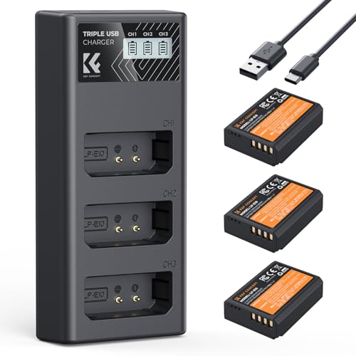 K&F Concept Canon LP-E10 Kamera-Akku (3er Pack) 1200mAh, Dreifach-Power, Dreifach-Slot LCD-Ladegerät-Kit K&F Concept Canon LP-E10 Kamera-Akku (3er Pack) 1200mAh, Dreifach-Power, Dreifach-Slot LCD-Ladegerät-Kit von K&F Concept