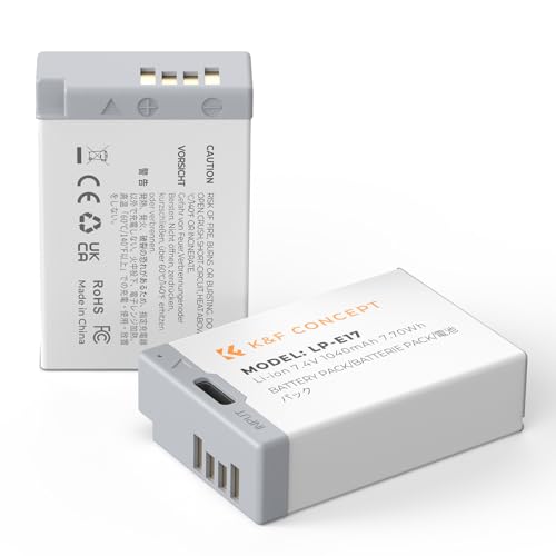 K&F Concept LP-E17 Akku 1040mAh mit USB-C, 2 Stück Akku, Kompatibel mit Canon EOS R50 R8 RP R10 R100,M6 II M5 M3 77D T6i 750D T6s 760D T7i 800D T8i 850D K&F Concept LP-E17 Akku 1040mAh mit USB-C, 2 Stück Akku, Kompatibel mit Canon EOS R50 R8 RP R10 R100,M6 II M5 M3 77D T6i 750D T6s 760D T7i 800D T8i 850D von K&F Concept