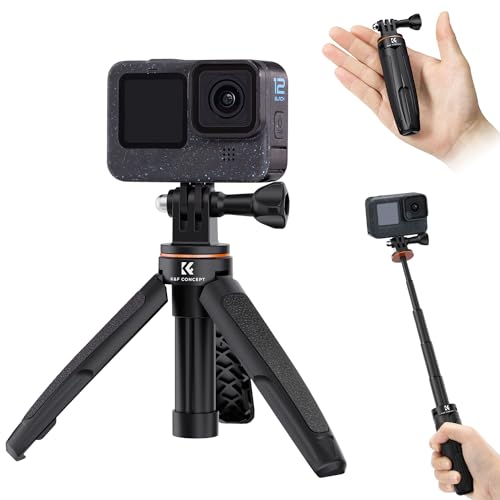 K&F Concept MS03 GoPro stativ, GoPro Selfie Stick,Mini Stativ mit Teleskop Pole,32CM Tischstativ, Tragbare SelfieStick Kompatibel mit GoPro、DJI Osmo Action、Insta 360(schwarz) von K&F Concept