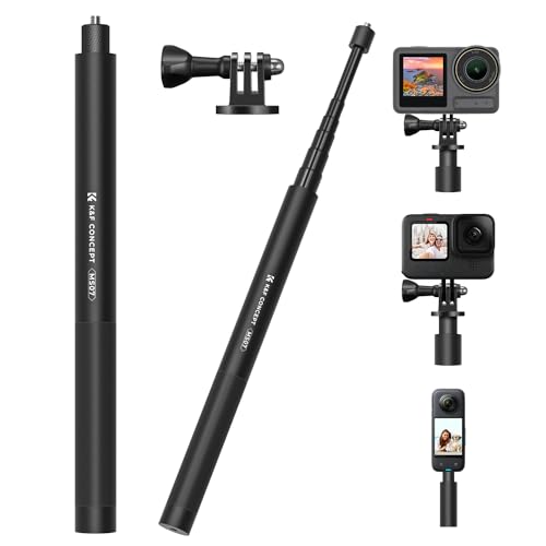 K&F Concept MS07 153CM Selfie Stick,Unsichtbarer Selfie-Stick,Einbein Stativ mit GoPro-Adapter,Extendable Handheld Pole Stick Monopod Kompatible mit GoPro Insta360 Sportkamera DJI Action von K&F Concept