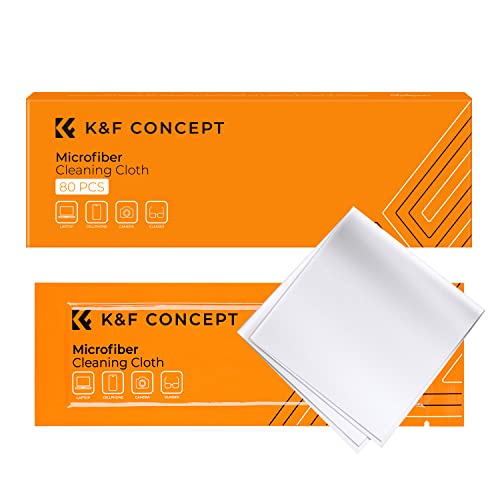 K&F Concept Mikrofaser Reinigungstuch,Reinigungstücher Set für Kamera,Objektiv,Filter,Brille,Display,Smartphones,Tablet,15 * 15cm Einzel vakuumverpackung (80 Stück) von K&F Concept