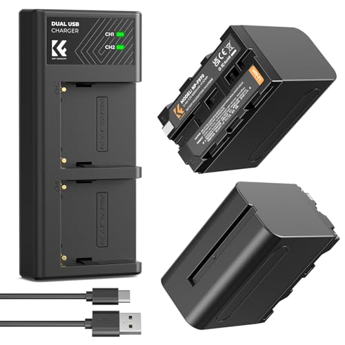 K&F Concept NP-F970 2er-Pack 6600mAh Akkus und LED Ladegerät Kit Kompatibel mit Sony NP-F550 F570 F750 F770 F930 F950 F960 F970 für High Power LED Lichter/Monitor/Kamera Slider K&F Concept NP-F970 2er-Pack 6600mAh Akkus und LED Ladegerät Kit Kompatibel mit Sony NP-F550 F570 F750 F770 F930 F950 F960 F970 für High Power LED Lichter/Monitor/Kamera Slider von K&F Concept