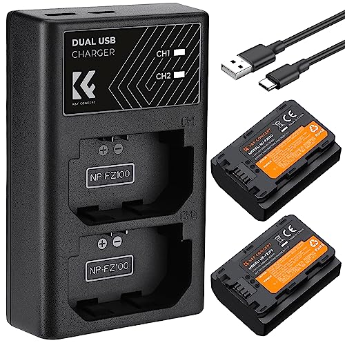 K&F Concept NP-FZ100 Ersatzakku,2er Pack 2280mAh Kameraakku USB Dual Ladegerät für Sony Alpha 9, A9, Alpha 9R, A9R, Alpha 9S, A9S, A7RIII A7R3, A7 III, A7R4, A7RIV ZV-E10ii Digitalkameras K&F Concept NP-FZ100 Ersatzakku,2er Pack 2280mAh Kameraakku USB Dual Ladegerät für Sony Alpha 9, A9, Alpha 9R, A9R, Alpha 9S, A9S, A7RIII A7R3, A7 III, A7R4, A7RIV ZV-E10ii Digitalkameras von K&F Concept