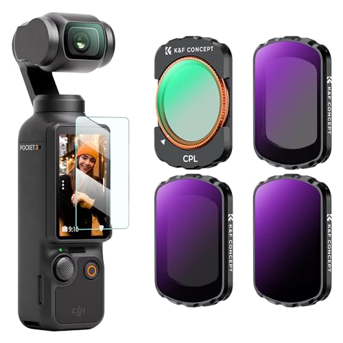 K&F Concept OSMO Pocket 3 Filtersets,4er Pack Magnetischer CPL,ND16,ND64,ND256 Filter kompatibel mit DJI OSMO Pocket 3 (Aluminiumrahmen) von K&F Concept