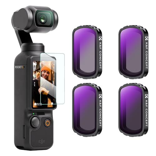 K&F Concept OSMO Pocket 3 ND Filtersets,4er Pack Magnetischer ND4, ND8, ND16,ND32 Filter kompatibel mit DJI OSMO Pocket 3 (Aluminiumrahmen) von K&F Concept