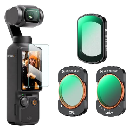 K&F Concept OSMO Pocket 3 Polfilter(CPL),ND2-32, Black-Mist 1/4 Filter Magnetisch Kompatibel mit DJI OSMO Pocket 3 (Aluminiumrahmen) von K&F Concept