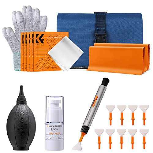 K&F Concept Reinigungs Set-Auf Reise zur Linsen-, und Objektivreinigung (inkl. Lens Pen, Blasebalg, Mikrofasertuch, Handschuh, Mikrofaser Swab, Tragtasche) von K&F Concept