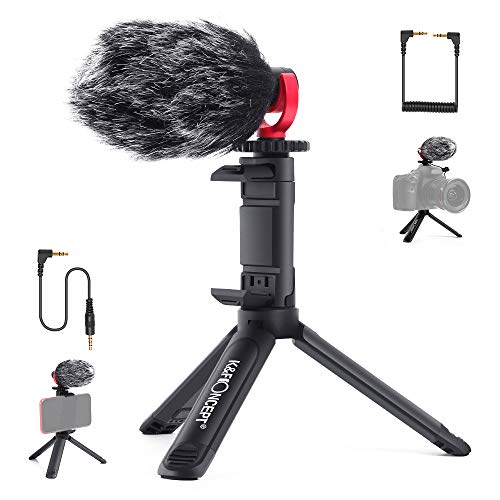 K&F Concept Richtmikrofon, CM600 VideoMicro Kamera-/ Smartphone Mikrofon mit Tischstativ, 3.5MIC-Schnittstelle für Handy, alle Kamera von K&F Concept