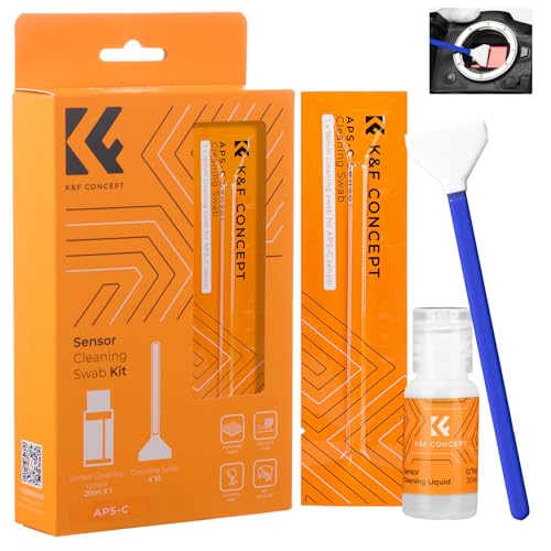 K&F Concept Sensor Reinigungsset mit 10pcs Mikrofaser Swabs 16mm und 20ml Flüssig-Reiniger für APS-C Kameras, Reinigungs Kit für DSLR Kamera Objektive Filter von K&F Concept