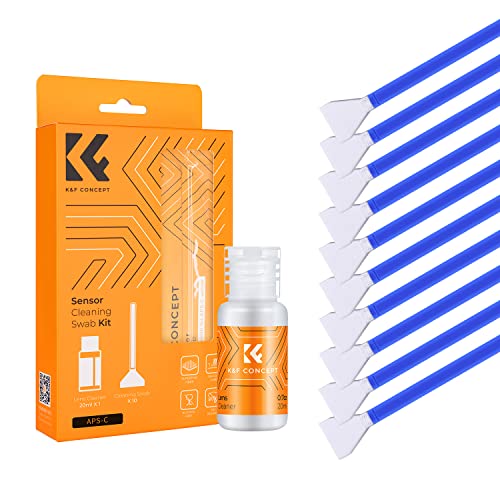 K&F Concept Sensor Reinigungsset mit 10pcs Mikrofaser Swabs 24mm für Vollformat-Kameras und 20ml Flüssig-Reiniger Reinigungs Kit für DSLR Kamera Objektive Filter von K&F Concept