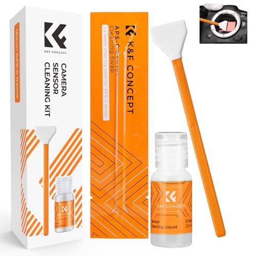 K&F Concept Sensor Reinigungsset mit 6pcs Mikrofaser Swabs 16mm für APS-C Format Kameras und 20ml Flüssig-Reiniger Reinigungs Kit für DSLR Kamera Objektive Filter von K&F Concept