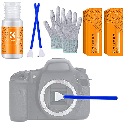 K&F Concept Sensor Reinigungsset mit Mikrofaser Swabs 16mm und Flüssig-Reiniger für APS-C Kameras, Reinigungs Kit für DSLR Kamera Objektive Filter Handys von K&F Concept
