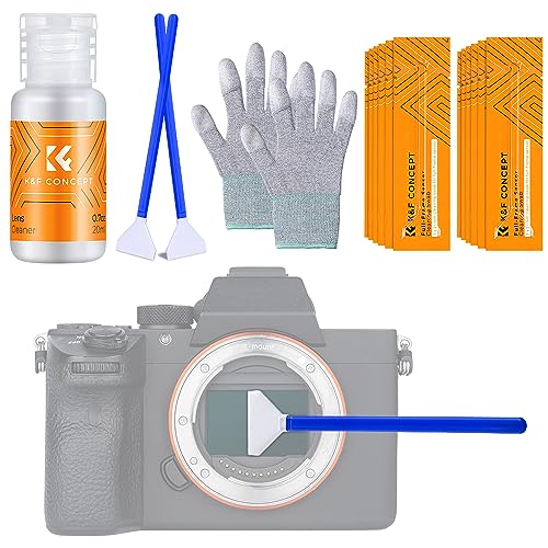K&F Concept Sensor Reinigungsset mit Mikrofaser Swabs 24mm und Flüssig-Reiniger für Vollformat-Kameras, Reinigungs Kit für DSLR Kamera Objektive Computer Handys von K&F Concept