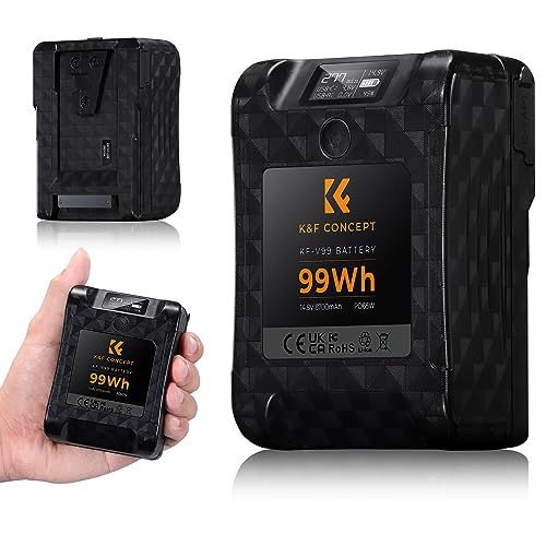 K&F Concept VMount Akku, 99Wh Mini V-Mount Akku, 6700mAh 14.8V Support 65W PD USB-C Schnellladegerät, mit D-TAP, USB-A, USB-C, BP, OLED Bildschirm, für Kameras und Camcorder von K&F Concept