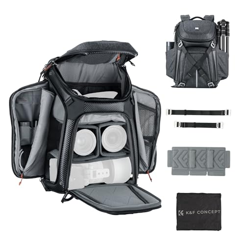 K&F Concept Wasserdichter Professioneller Kamerarucksack,Fotorucksack für 2 Kameras und 15,6 Zoll Laptop mit Regenschutzhülle von K&F Concept