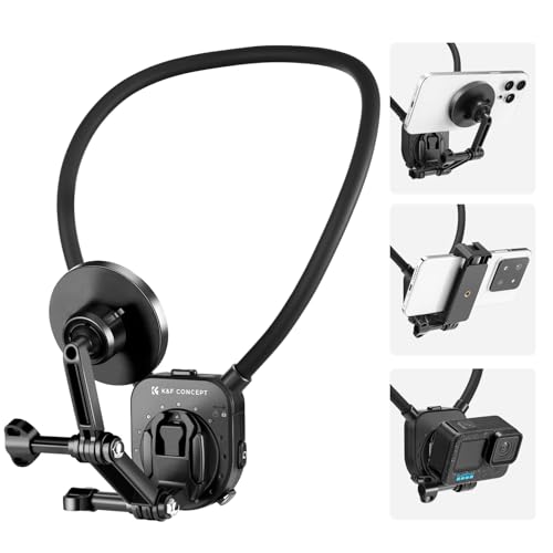 K&F Concept Magnetische Hals-Halterung Nackenhalterung für Handy und Action Kamera, POV/Vlog Selfie-Halterung, Halshalterung für GoPro DJI Insta360 X5/X4/X3, iPhone 16 15 14 13 Series, Android Handy von K&F Concept