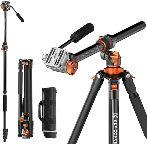 Kamera Stativ,K&F Concept Videostativ Video Tripod mit Fluidkopf,231cm Stativ mit 90° Mittelsäule und Abnehmbarem Einbeinstativ, Aluminium Reisestativ T254A7+FH-03 für DSLR, Camcorder, Kameras Kamera Stativ,K&F Concept Videostativ Video Tripod mit Fluidkopf,231cm Stativ mit 90° Mittelsäule und Abnehmbarem Einbeinstativ, Aluminium Reisestativ T254A7+FH-03 für DSLR, Camcorder, Kameras von K&F Concept