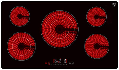K&H® 5 Zonen Glaskeramikkochfeld Elektrokochfeld 90cm Elektro Autark Eingebaut NC-10208 von K&H