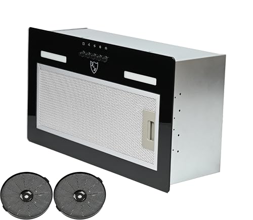 K&H 52cm Dunstabzugshaube, Einbauhaube, LED, 330 m³/h, Schwarzes Glas, BCK-52 von K&H