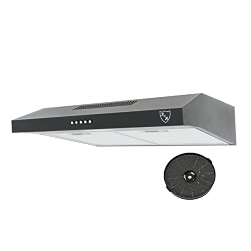 K&H Dunstabzugshaube 60cm, Unterbauhaube, LED, 200 m³/h, Energieklasse C, Metall-Fettfilter, UH01-60C-B (Schwarz) von K&H