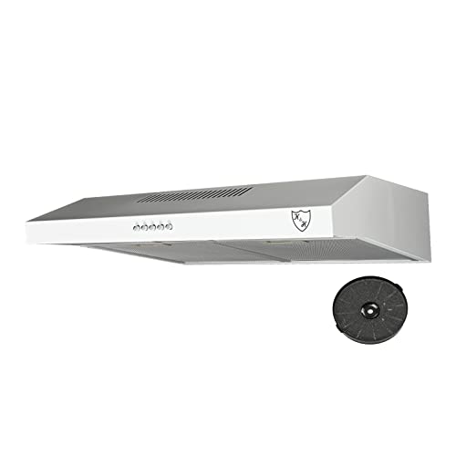 K&H Dunstabzugshaube 60cm, Unterbauhaube, LED, 200 m³/h, Energieklasse C, Metall-Fettfilter, UH01-60C-W (Weiß) von K&H