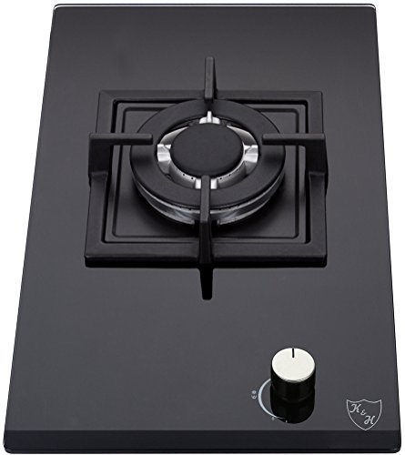 K&H Domino 1-FLAMMIG Glas Gaskochfeld Wok Brenner Erdgas Autark Eigebaut mit Thermoelement-Flammenaustrittssystem 1Z-KHGW von K&H